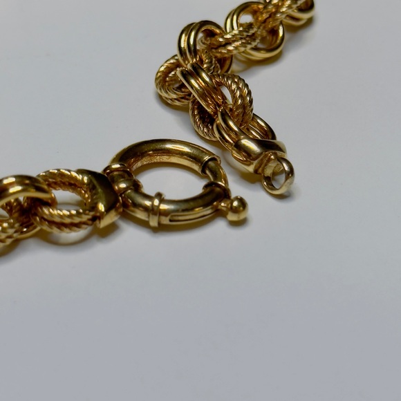 Sterling Silver Gold Tone Round Rope Smooth 9.6mm Wide Link Bracelet 9.25" - Picture 7 of 7